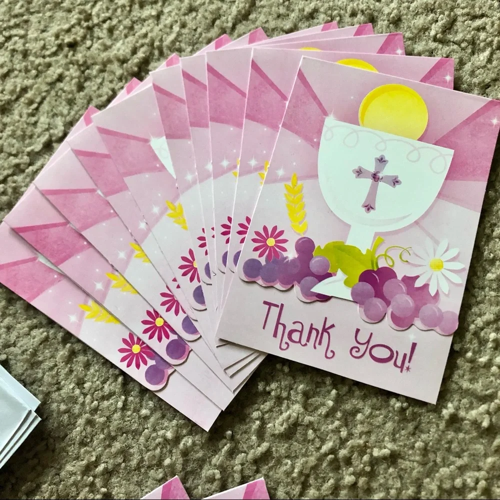 Pink First Communion Invitation & Thank You Set NWOT
